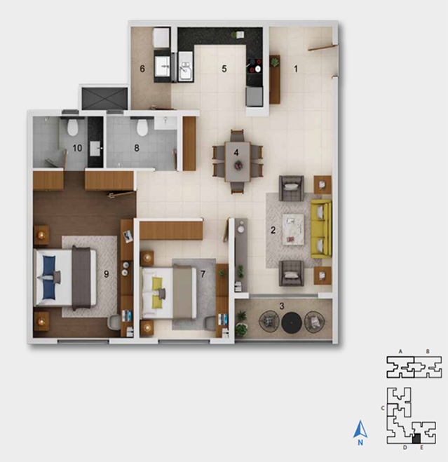 2 BHK Floor Plan